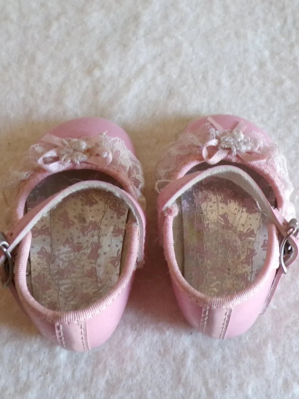 Vintage 1980s Baby Girls Shoes Pink Bow USA